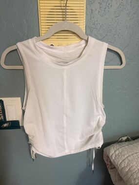 lululemon athletica White Sleeveless Crop Tank with Side Drawstrings